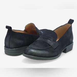 Miz Mooz Gracie Black Burnished Suede Penny Loafers.       EU 39/US 8.5-9    NIB
